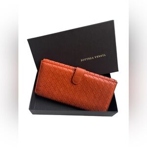 Bottega Veneta Red Woven Wallet